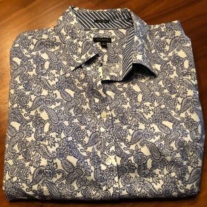 TALBOTS Blue White PAISLEY BD TOP Shirt 14 NWT